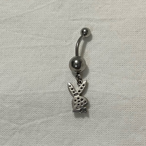 PLAYBOY Navel Ring Clear Rhinestones Silver, 14G, 316L - Item# B09389424 - Picture 6 of 17